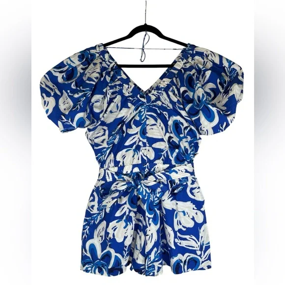 Cleobella Thalia Romper in Azure Print - Size XS - Picture 4 of 10